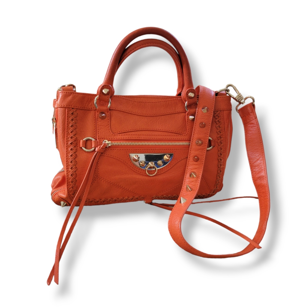 Hpsam Edelman | Marias Armand Orange Leather Convertible Crossbody Handbag